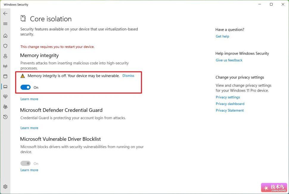 如何在Windows_11上启用核心隔离的内存完整性功能 图2