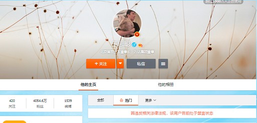 王思聪违法?社交账号被禁言 王思聪违法?社交账号被禁言