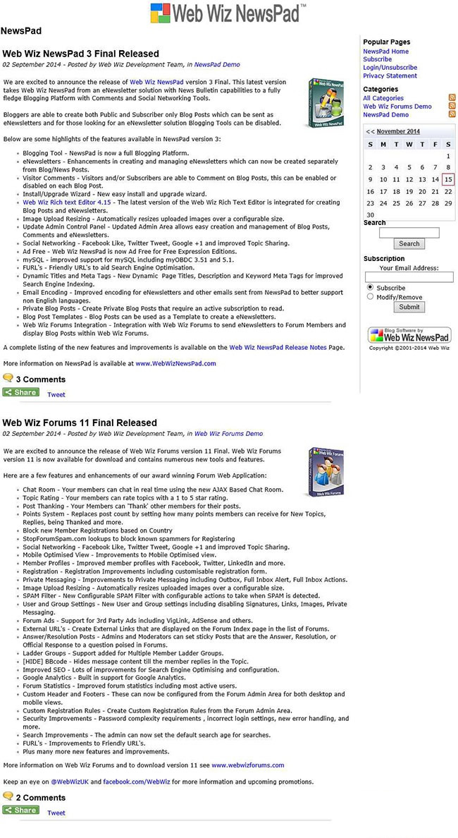 【首发】Web Wiz NewsPad博客和电子通讯平台 v3.03