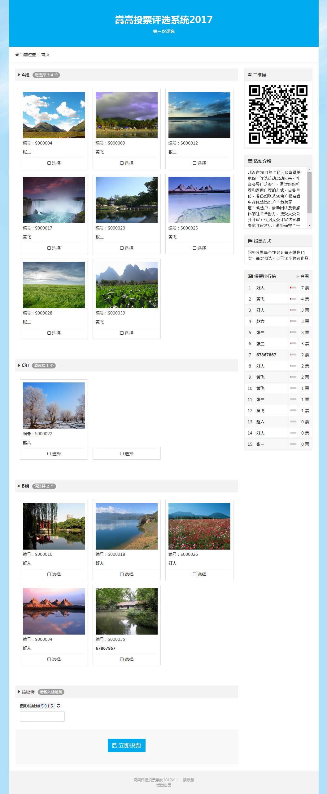 【首发】嵩嵩评选投票系统2017 v1.1