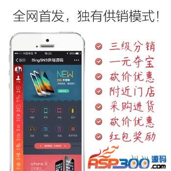 【首发】BingSNS微信商城 三级分销 一元云购商城